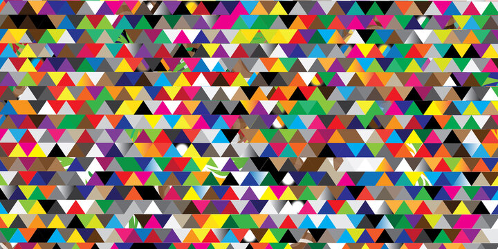 Abstract colorful background with triangles prism design pattern with wave stripes intersecting colorful ornament floral circle swirl circle crave art paper texture background.