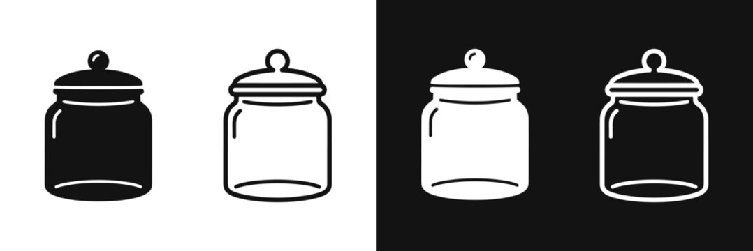 Glass jar icon set vector illustration kitchen and storage container symbols
