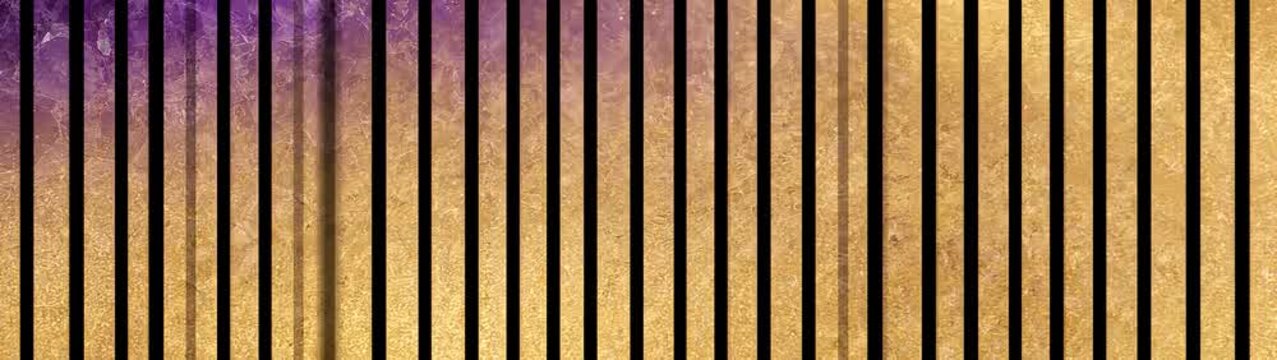 Amethyst and gold mineral texture background luxury abstract pattern with vertical black lines elegant gemstone surface for modern design and creative branding.
