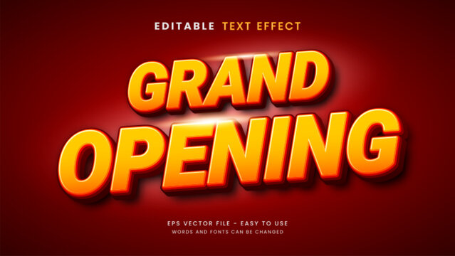 Grand opening 3d editable text effect promotion template