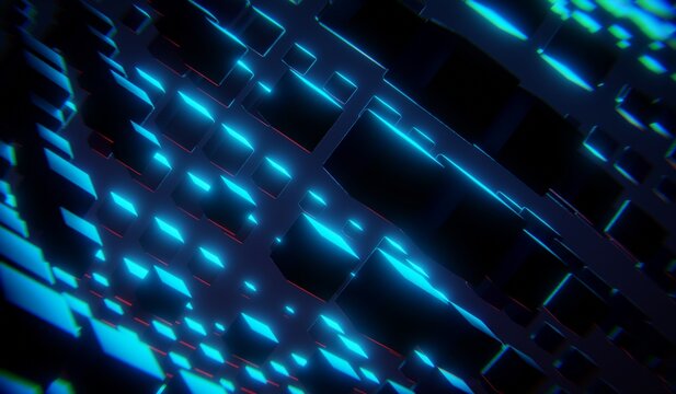 Abstract background, modern square blocks, 3D illustration.