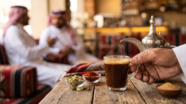 Emirati Karak Tea Time Traditional UAE Spiced Tea With Milk And Cardamom Break Moment
