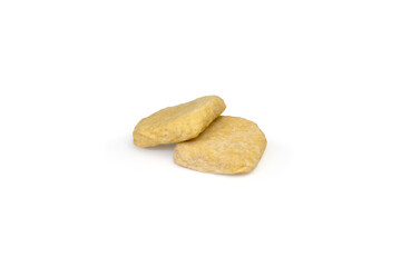 Obraz premium Baked tofu pockets arranged on isolated white backdrop