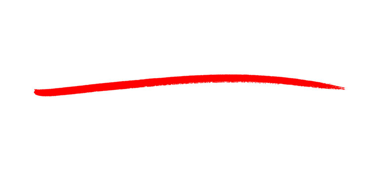 Red brush stroke curved underline on white background