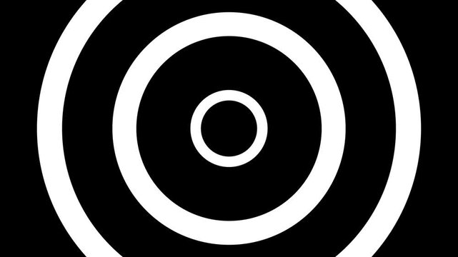 White circular ripple animation with expanding concentric rings on black background