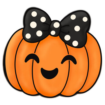 halloween pumpkin, cute pumpkin, pumpkin with bow, pumpkin bow, halloween, orange pumpkin, jack o lantern, cute halloween, kawaii, polka dot bow, halloween character, spooky cute, fall, autumn, harves