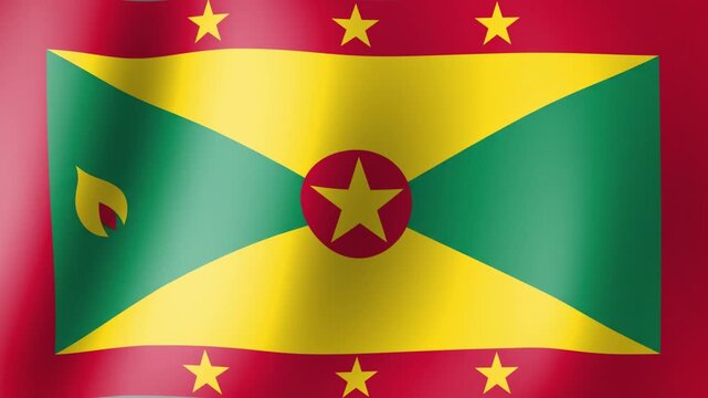 Waving national flag of Grenada with vibrant colors and official design.