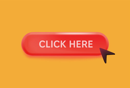 Click here button, vector red click button on an orange background, vector illustration. Simple design for web, app, UI