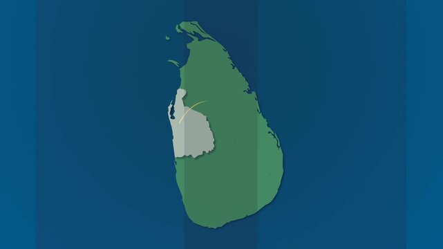 Sri Lanka Map with Digital Connection Lines Linking Highlighted Provinces