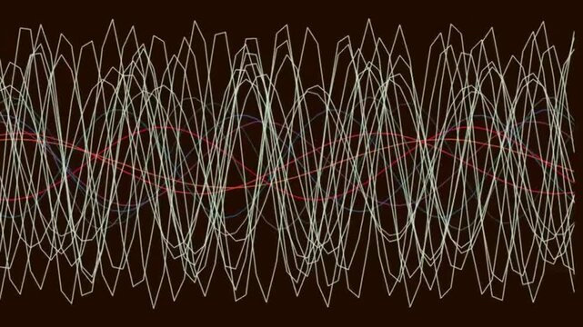 Abstract Waveforms Spinning and Crossing in Dark Studio