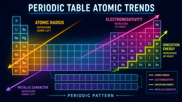 Periodic Table Trends Map Radius Electronegativity and Ionization