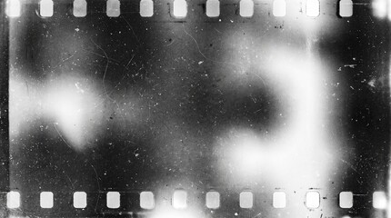 Obraz premium Old film texture with scratches, noise and light leaks. Realistic transparent overlay film texture in black-white, dust and grain. Distressed retro movie or photo negative effect of cinema nostalgia