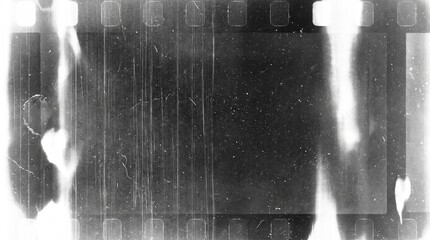 Obraz premium Old film texture with scratches, noise and light leaks. Realistic transparent overlay film texture in black-white, dust and grain. Distressed retro movie or photo negative effect of cinema nostalgia