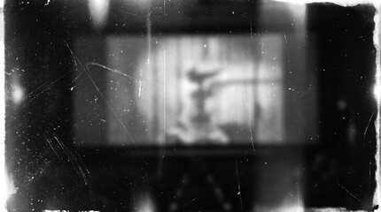 Obraz premium Old film texture with scratches, noise and light leaks. Realistic transparent overlay film texture in black-white, dust and grain. Distressed retro movie or photo negative effect of cinema nostalgia