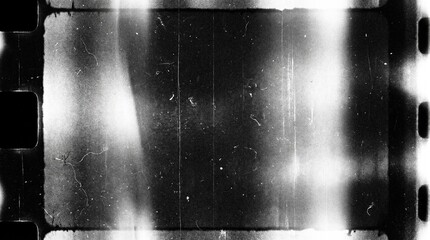 Obraz premium Old film texture with scratches, noise and light leaks. Realistic transparent overlay film texture in black-white, dust and grain. Distressed retro movie or photo negative effect of cinema nostalgia