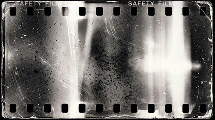 Obraz premium Old film texture with scratches, noise and light leaks. Realistic transparent overlay film texture in black-white, dust and grain. Distressed retro movie or photo negative effect of cinema nostalgia