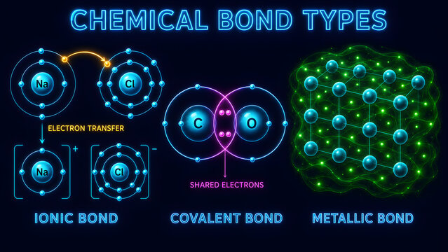 Chemical Bond Types Compare Ionic Covalent and Metallic Bonds