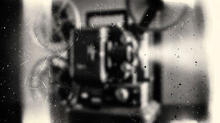 Obraz premium Old film texture with scratches, noise and light leaks. Realistic transparent overlay film texture in black-white, dust and grain. Distressed retro movie or photo negative effect of cinema nostalgia