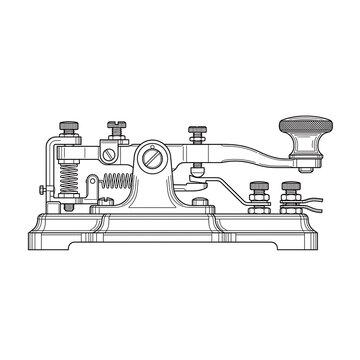 Vintage Telegraph Key Outline - Morse Code Communicator Vector Art