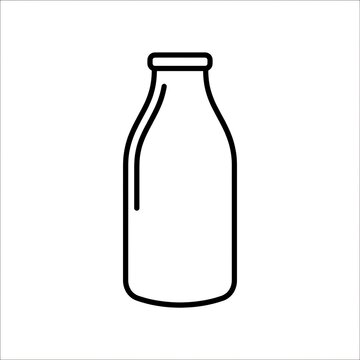 Simple Milk Bottle Outline Icon Vector | Classic Beverage Bottle Line Art