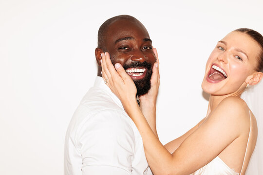 Excited newlyweds