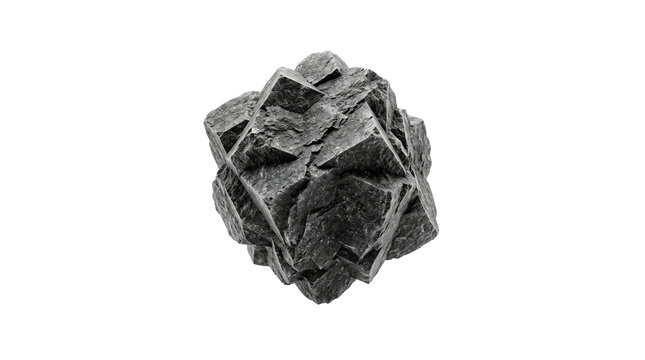 Dark angular stone with interlocking geometric facets