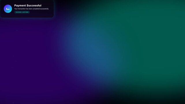 Digital payment successful notification on abstract blurred background