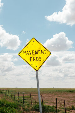 Rural Pavement Ends Road Sign