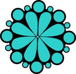 Turquoise Floral Mandala Design — graphic element illustration on a transparent background © DPIXXI
