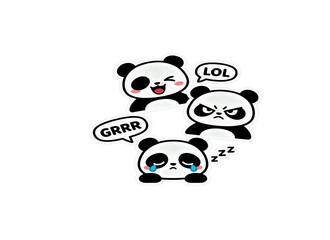 Cute cartoon panda stickers set featuring various expressive emotional faces for digital messaging and social media communication © zonared