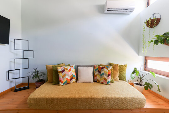 Cozy Living Space With Colorful sofa Cushions