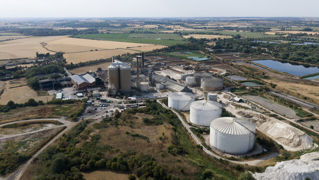 Aerial View of British Sugar Factory in Newark on Trent, England