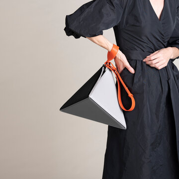 Minimal Fashion Portrait With Black Dress And Bag