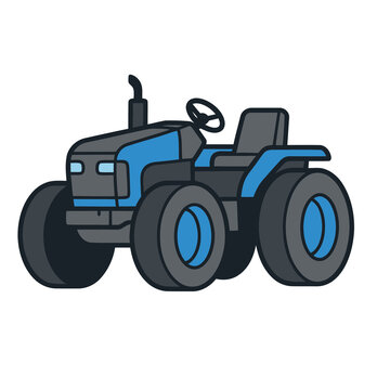 Stylized blue tractor illustration