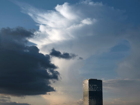 Clouds in the sky after a typhoon, over the city