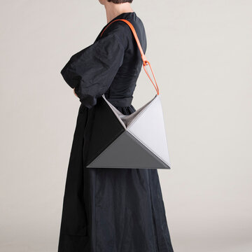 Geometric Handbag With Orange Strap Fashion