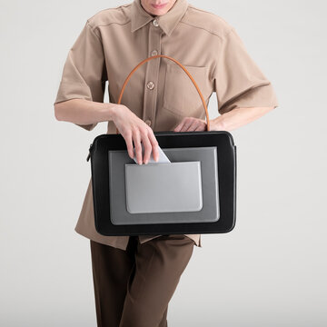 Professional Carrying Briefcase With Neutral Outfit