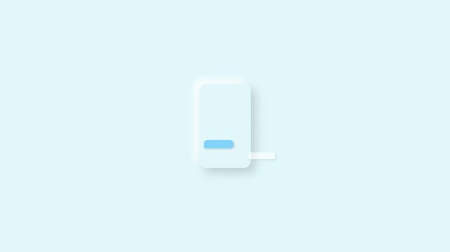 Minimalist Light Switch Toggle Animation on Blue Background.