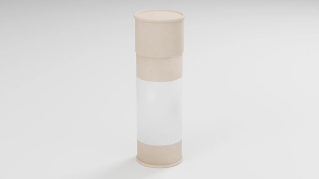 Unbleached kraft paperboard mailing tube 360 rotating turntable loop mockup