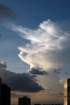 Clouds in the sky after a typhoon, over the city