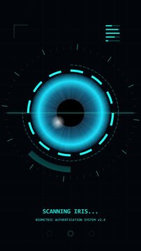 Futuristic Digital Iris Eye Scanner Biometric Authentication Interface