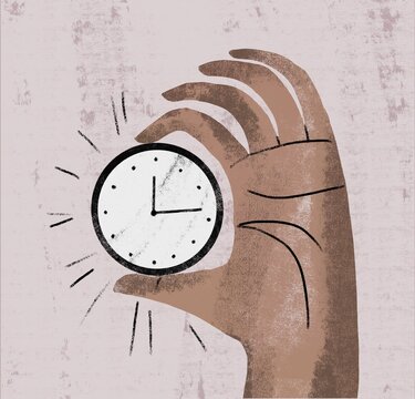 Hand  Holding a Clock &ndash; Time Concept