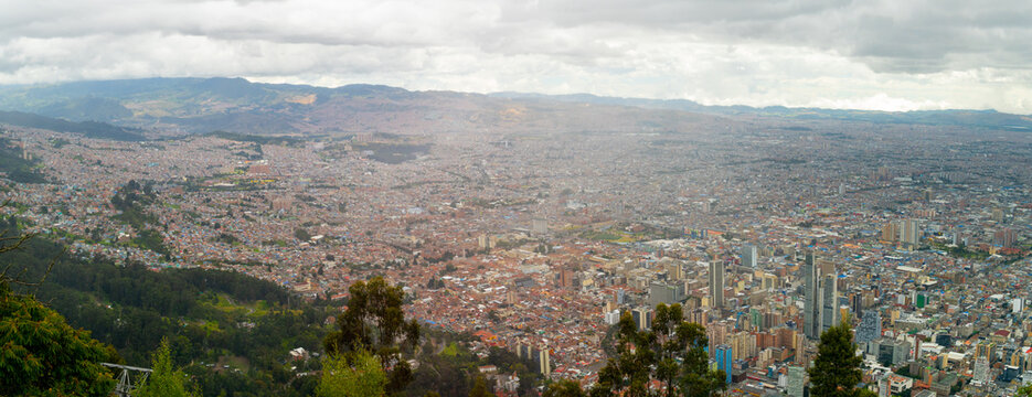 Bogota cityscape panorama from monserrate hill