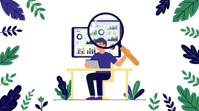 Digital analytics dashboard with colorful data visualization charts, concept for business intelligence research, corporate website header and marketing strategy presentation