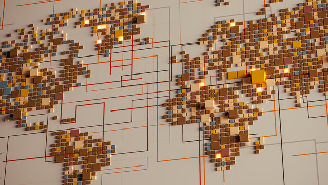Close View of a Digital World Data Network