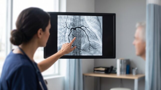 Cardiologist Explaining Coronary Angiogram Results to Patient