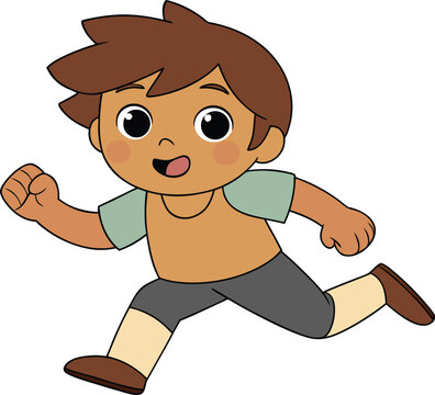 A cartoon boy running on a white background