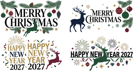 Fototapeta premium Festive holiday greetings a compilation of merry christmas wishes and excitement for the approaching new year 2027 celebrations