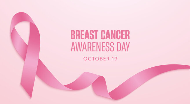 Breast Cancer Awareness Day Banner with Pink Ribbon Symbol and Supportive Message vector poster