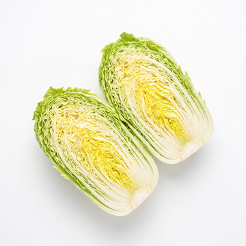 Fresh vibrant Chinese cabbage cut in half for healthy eating